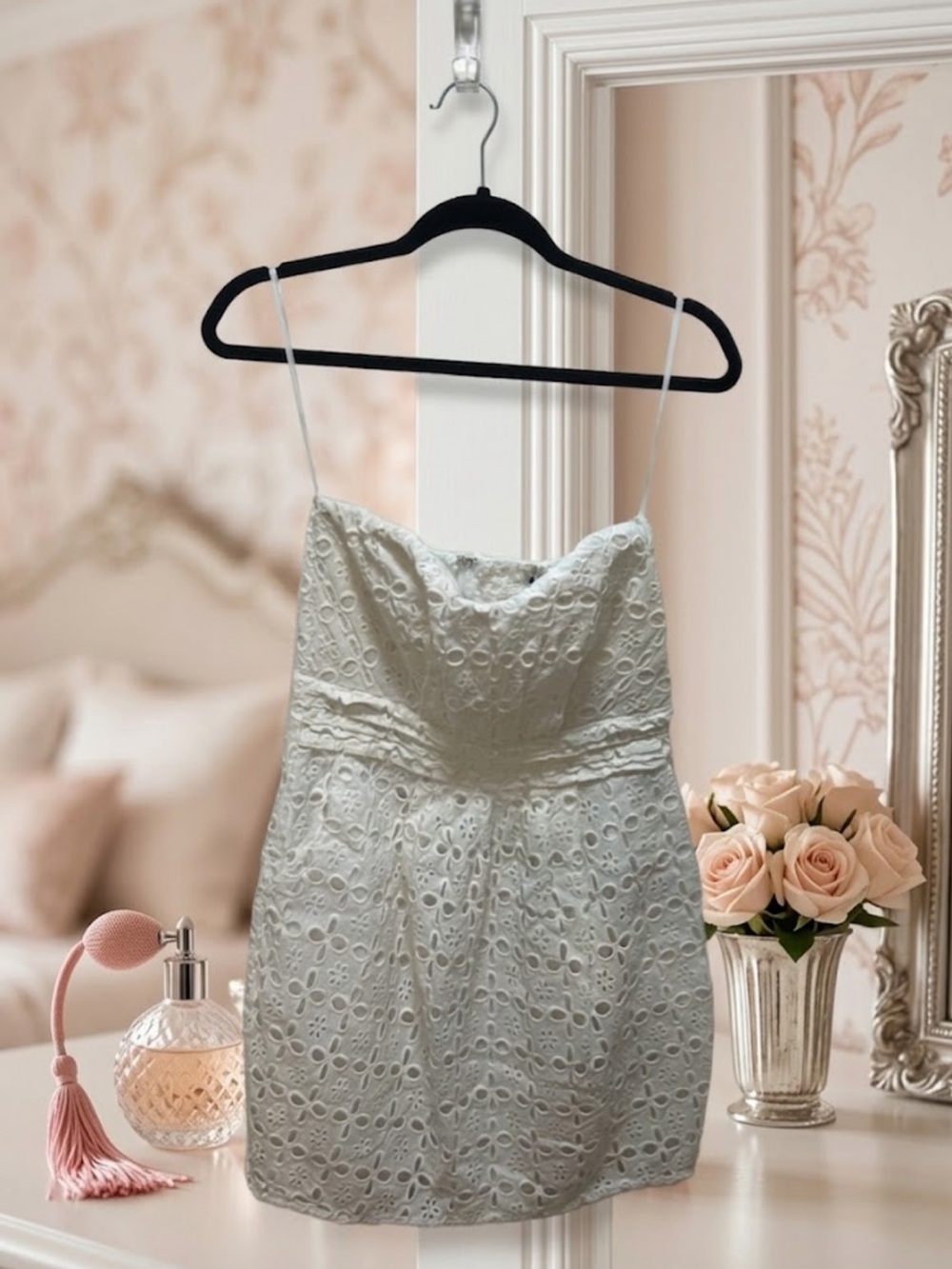 American Rag White Strapless Eyelet Sundress